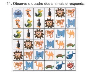 11. Observe o quadro dos animais e responda:
 
