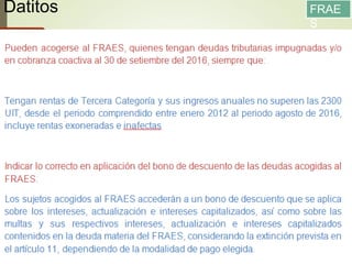 Datitos
13/05/2016
111
FRAE
S
Fuente: SUNAT
 