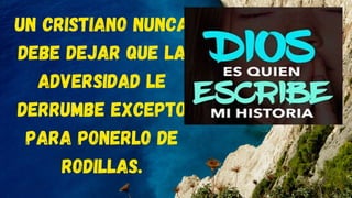 Un cristiano nunca
debe dejar que la
adversidad le
derrumbe excepto
para ponerlo de
rodillas.
 