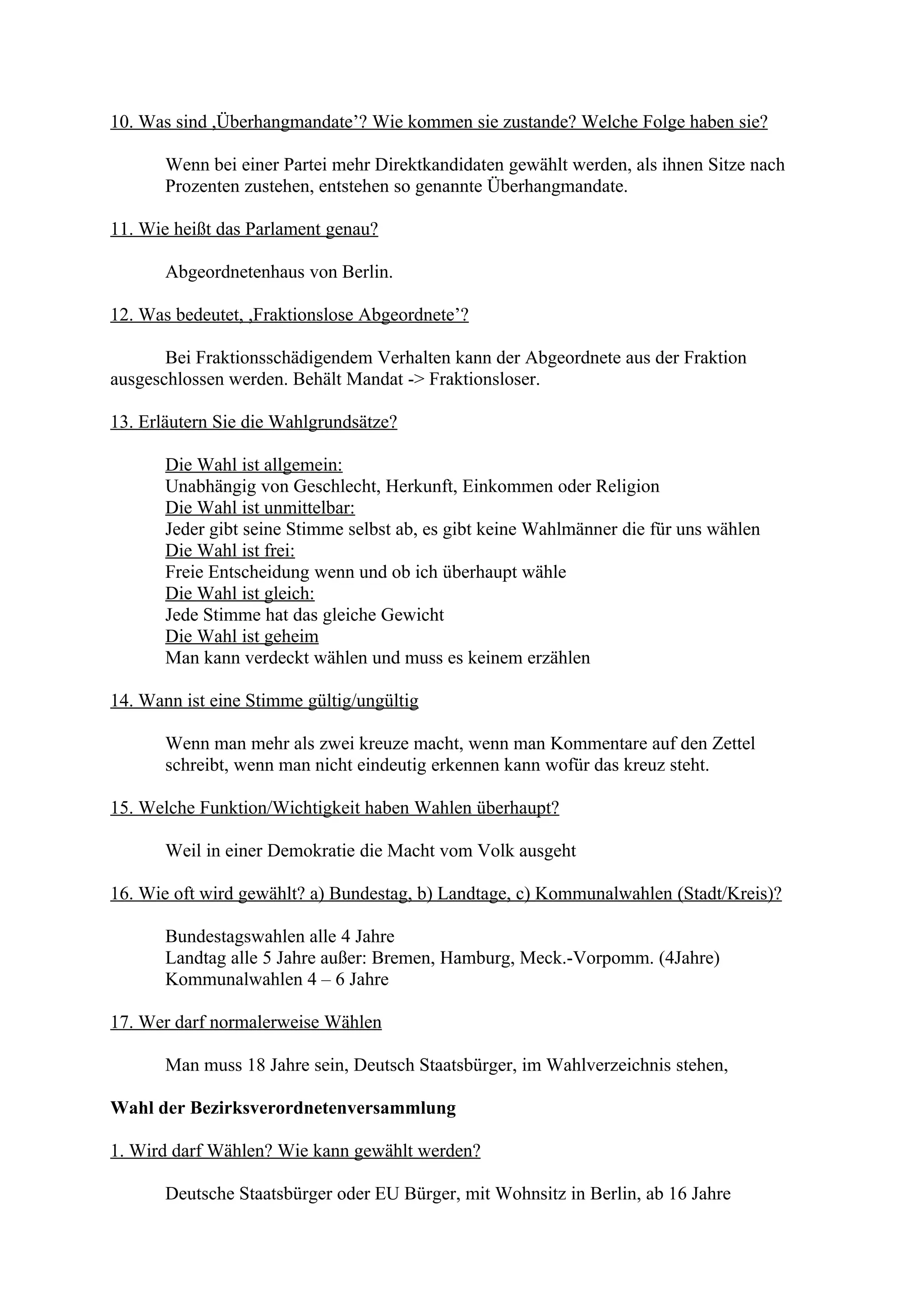 Einbürgerungstest Fragenkatalog Mit Antworten Pdf Fragenkatalog klausur i | PDF