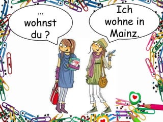 …
wohnst
du ?
Ich
wohne in
Mainz.
 