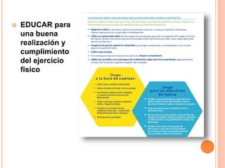  EDUCAR para
una buena
realización y
cumplimiento
del ejercicio
físico
 