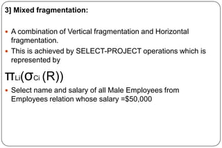 Fragmentation and types of fragmentation in Distributed Database | PPTX