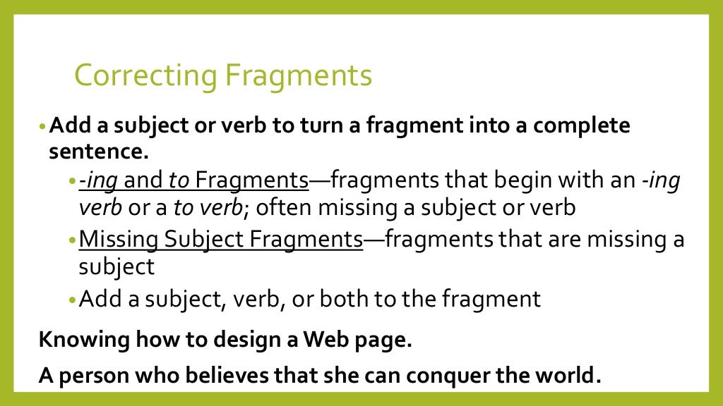 fragment definition grammar
