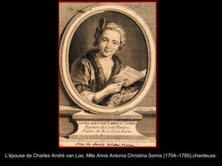 L'épouse de Charles André van Loo, Mlle Anne Antonia Christina Somis (1704–1785),chanteuse.
 