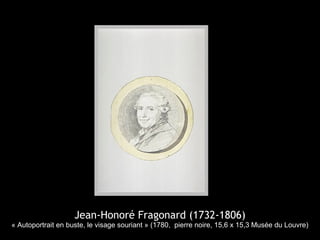 Jean-Honoré Fragonard (1732-1806)
« Autoportrait en buste, le visage souriant » (1780, pierre noire, 15,6 x 15,3 Musée du Louvre)
 