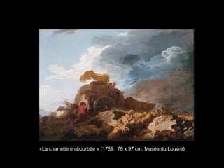 «La charrette embourbée » (1759, 79 x 97 cm. Musée du Louvre)
 