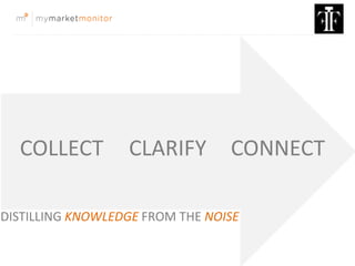 COLLECT CLARIFY CONNECT
DISTILLING KNOWLEDGE FROM THE NOISE
 