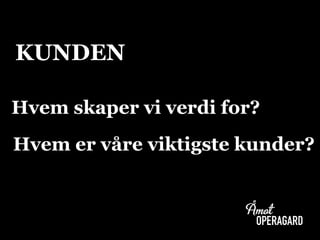 Hvem skaper vi verdi for?
Hvem er våre viktigste kunder?
KUNDEN
 