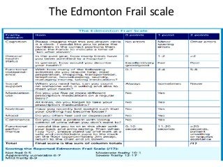 The Edmonton Frail scale
 