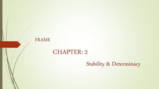 FRAME
CHAPTER: 2
Stability & Determinacy