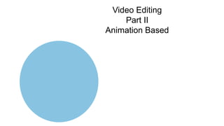 Video Editing
Part II
Animation Based
 