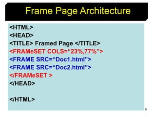 Frames.ppt | Web Design and HTML | Internet