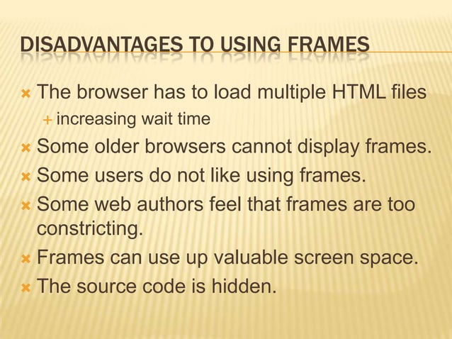 Html Frames | PPTX | Web Design and HTML | Internet