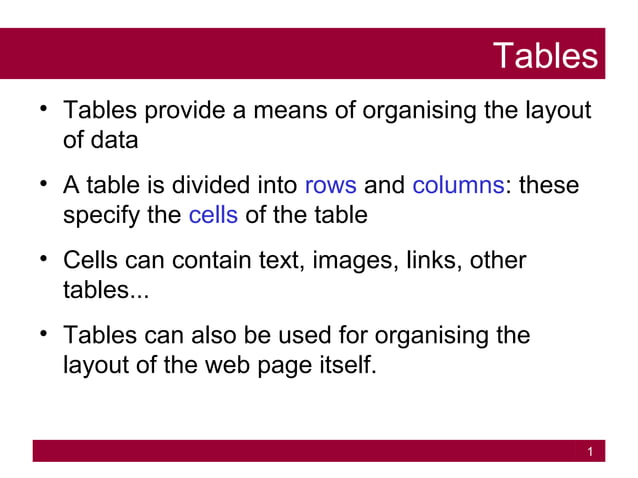 Frames tables forms | PPT image.