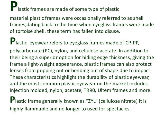 Frame types and parts
