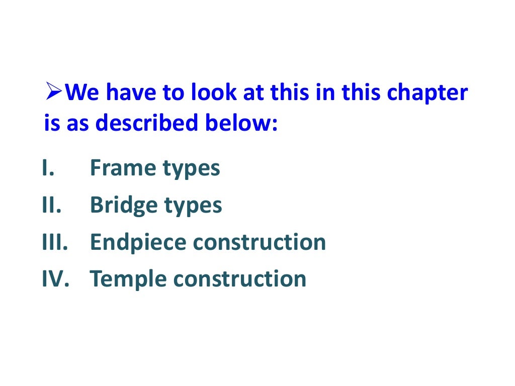 Frame types and parts