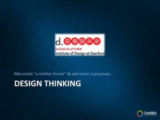 DESIGN THINKING
Não existe “a melhor forma” de percorrer o processo...
 