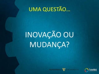 UMA QUESTÃO…
INOVAÇÃO OU
MUDANÇA?
 