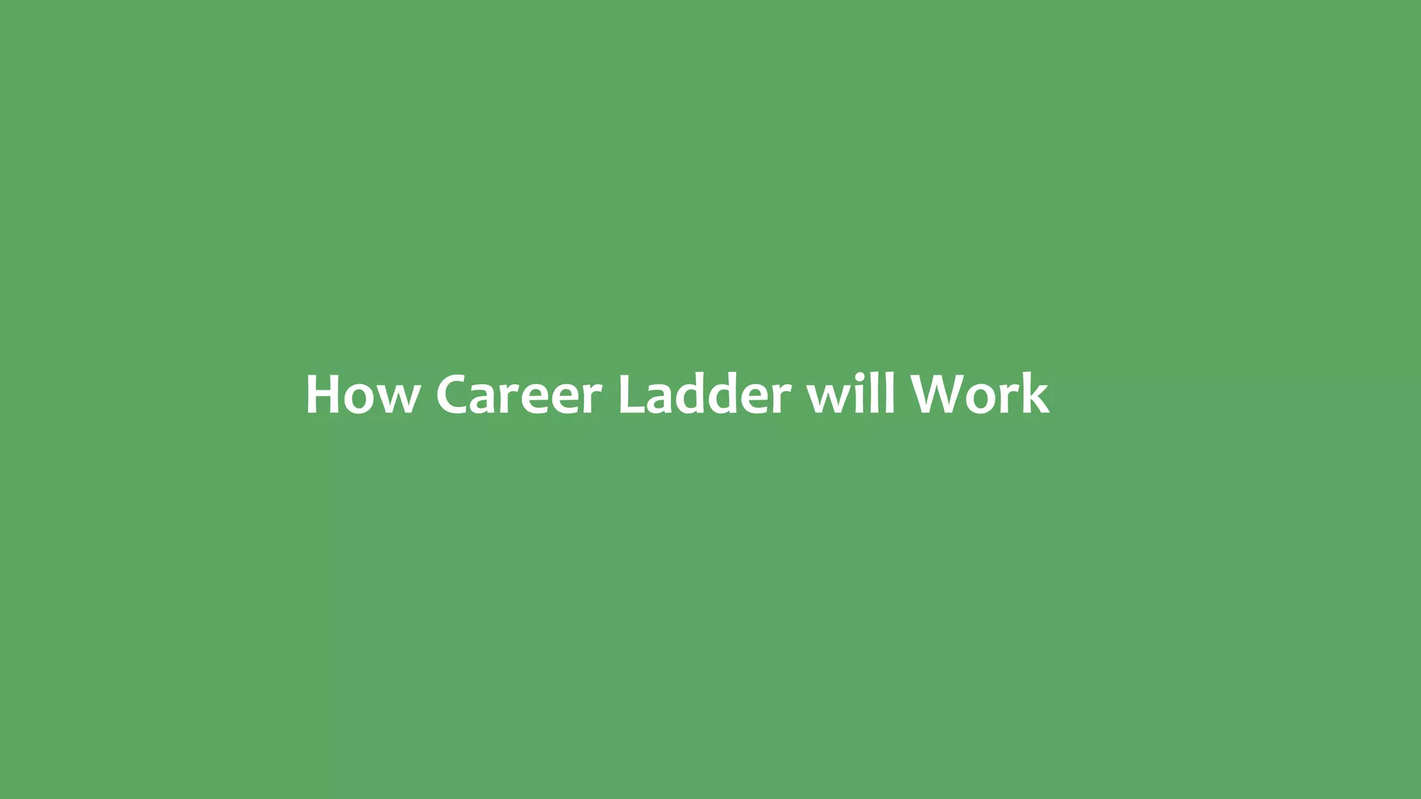 How Career Ladder will Work
 