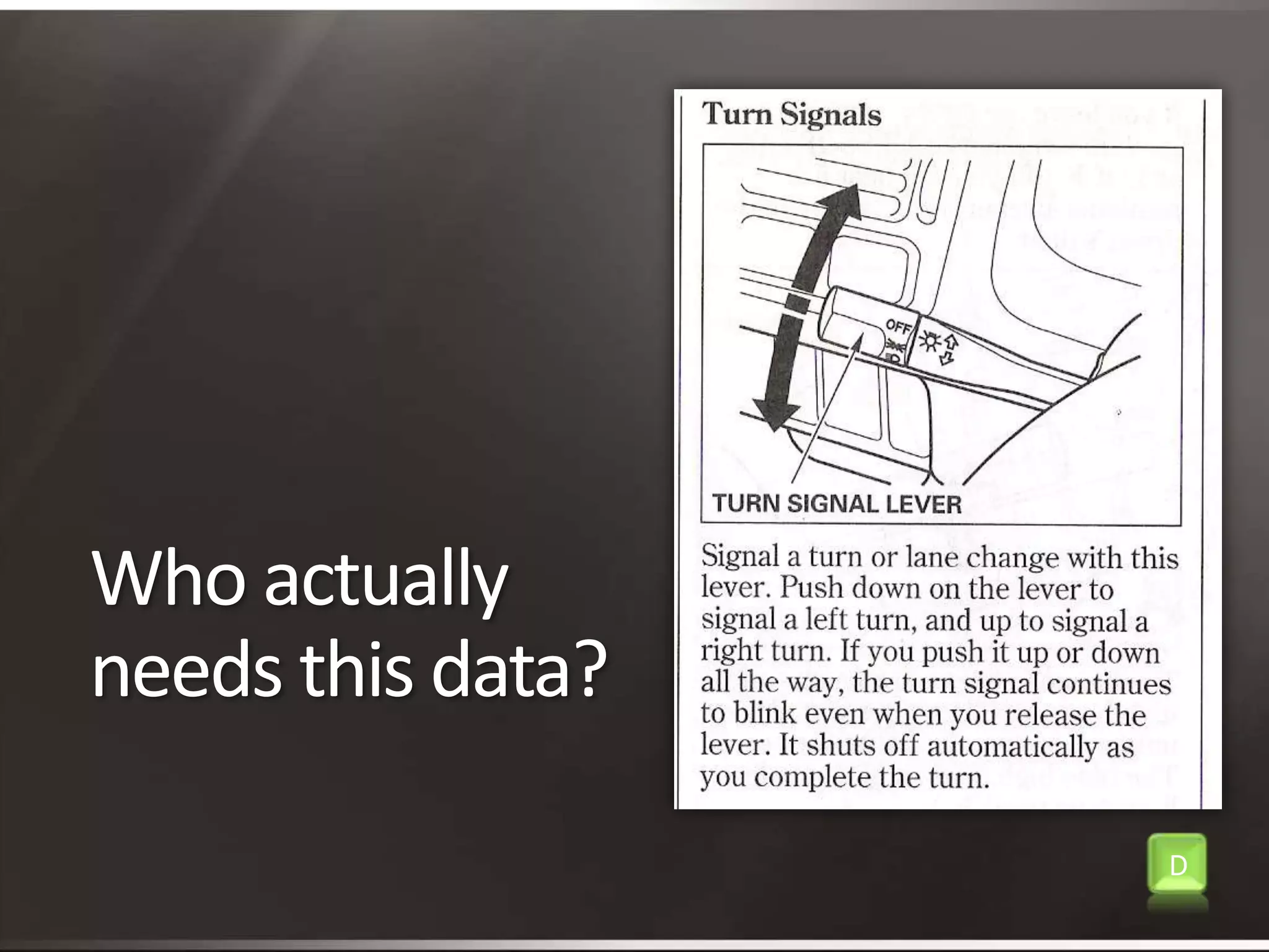 Who actually needs this data?D