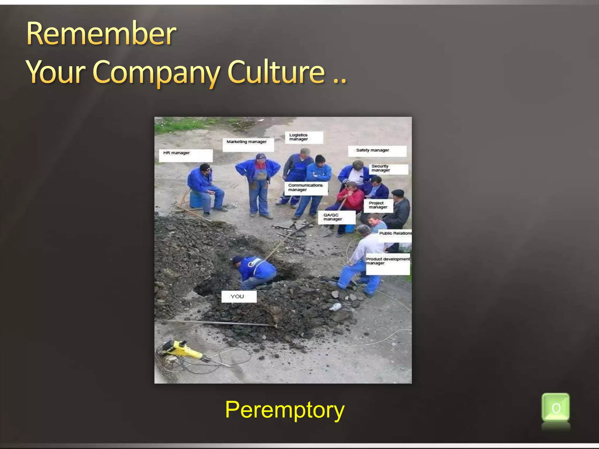 Remember Your Company Culture ..OPeremptory