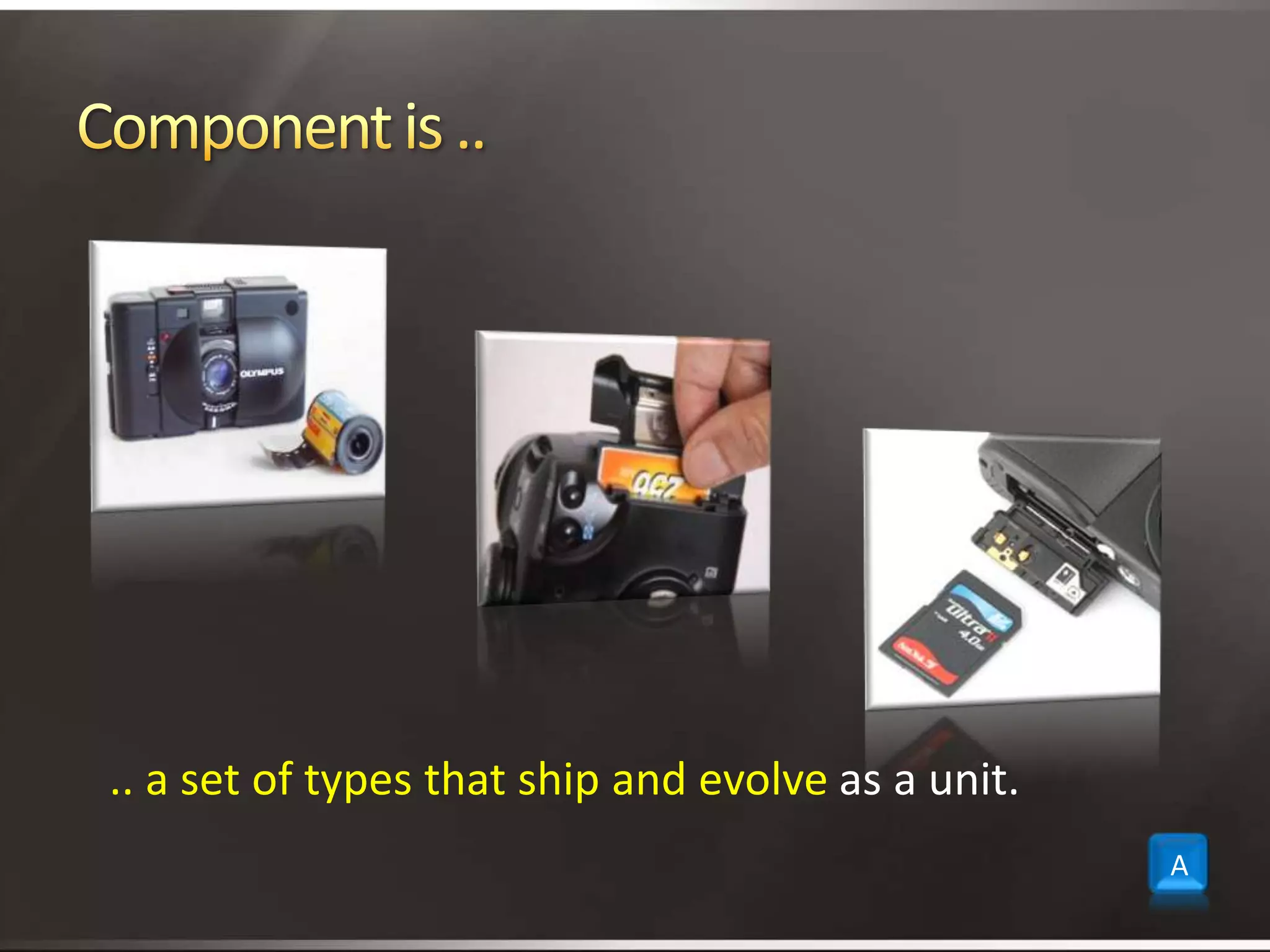 Component is .... a set of types that ship and evolve as a unit.A