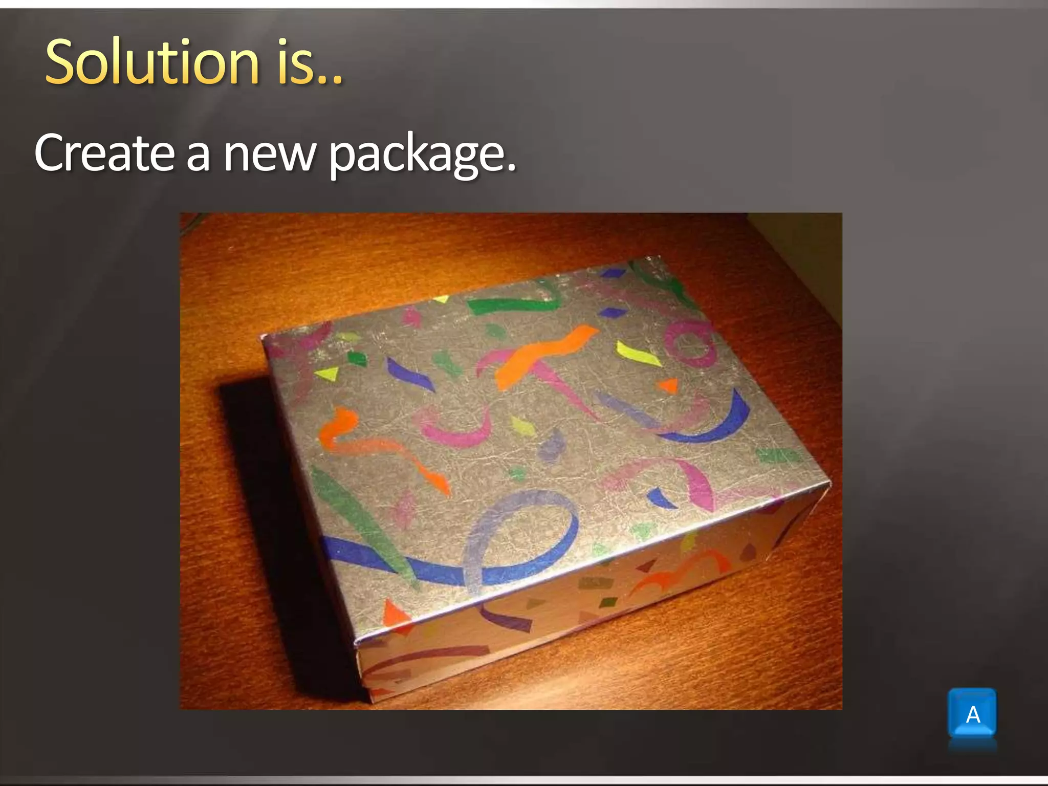 Solution is..Create a new package.A