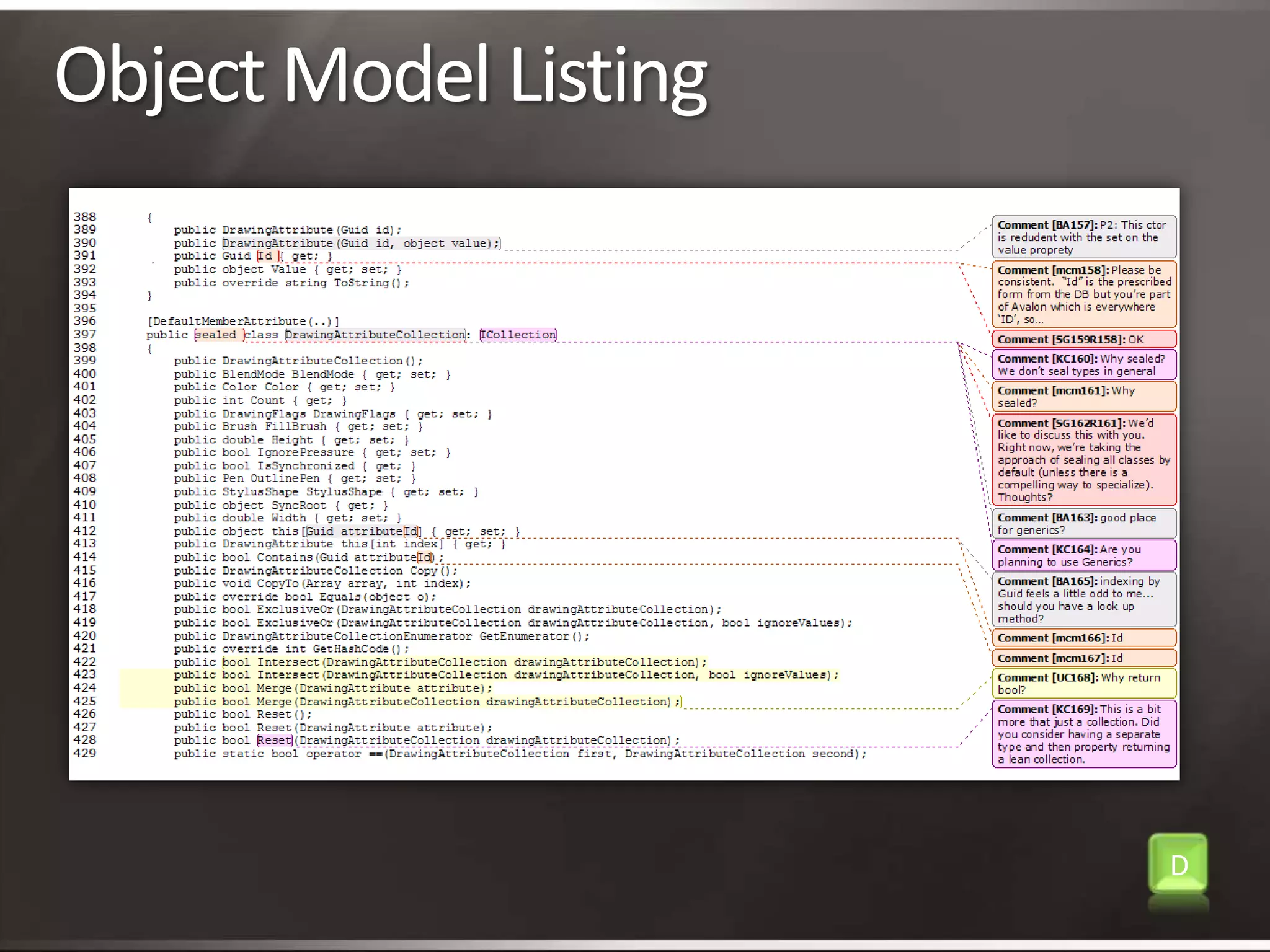 Object Model ListingD