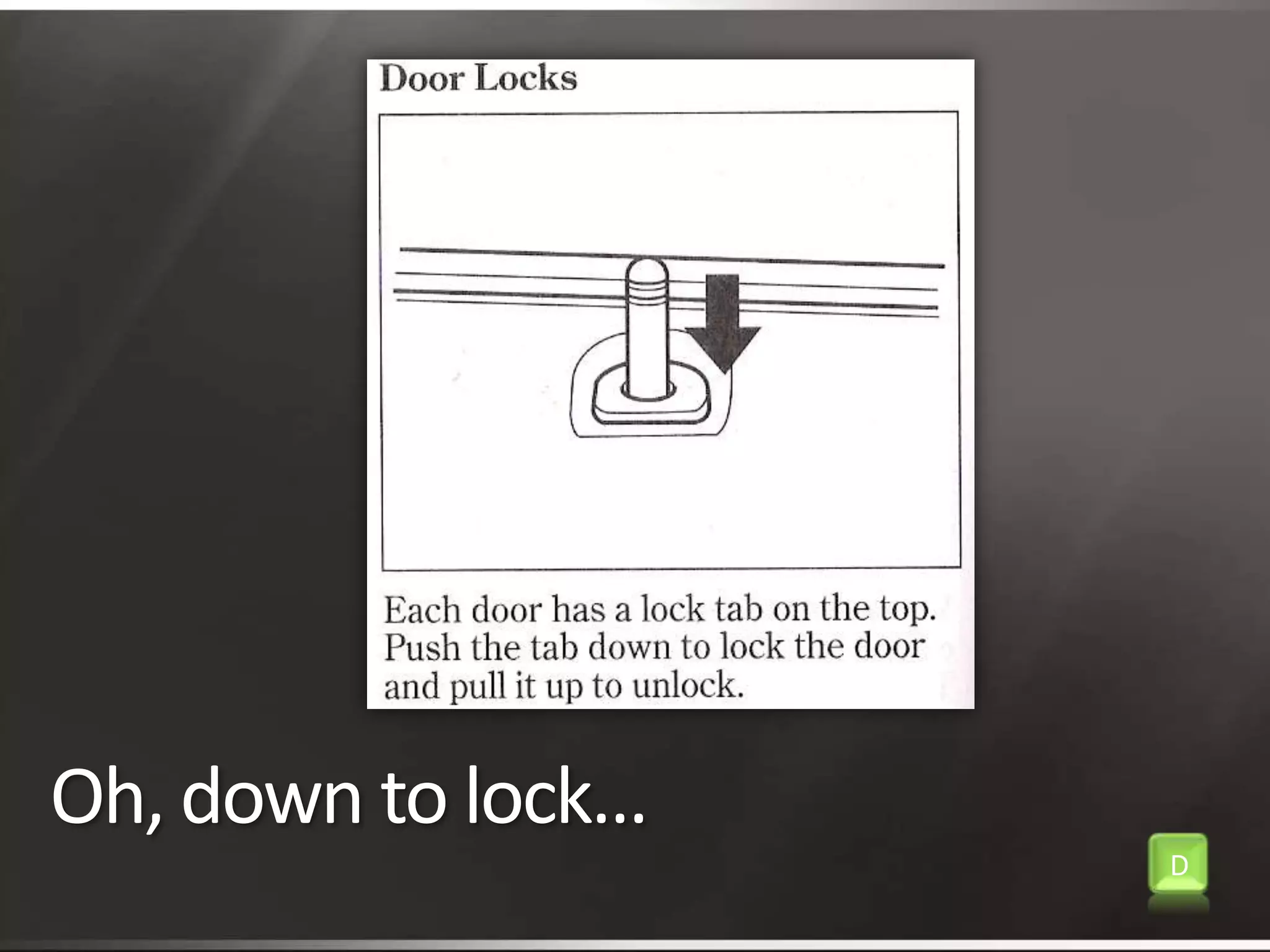 Oh, down to lock…D