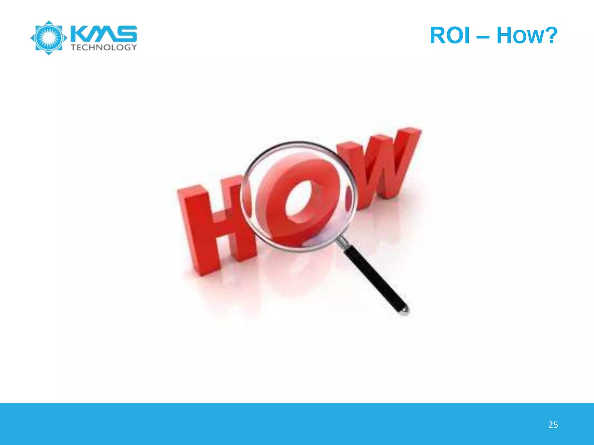 ROI – BEST PRACTICE
25
 ROI (Effort)
 ROI (Cost)
 