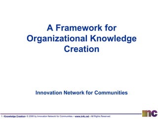 A Framework for Organizational Knowledge Creation Innovation Network for Communities 