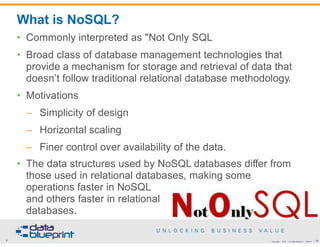 Data-Ed: A Framework for no sql and Hadoop