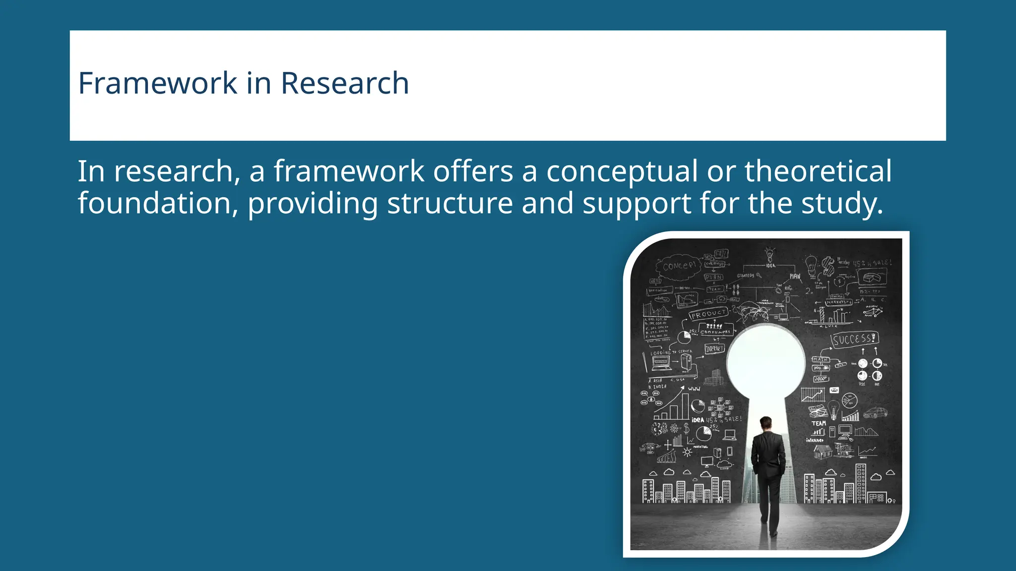 Framework in Research
In research, a framework offers a conceptual or theoretical
foundation, providing structure and support for the study.
 