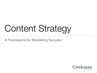 Content Strategy
A Framework for Marketing Success
 
