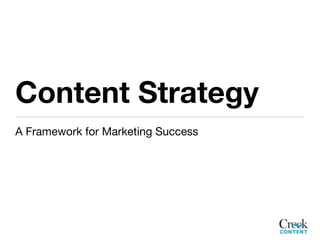 Content Strategy
A Framework for Marketing Success
 