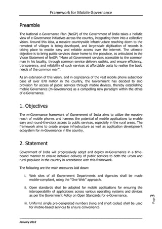 Mobile Governance Policy, Government of India | PDF