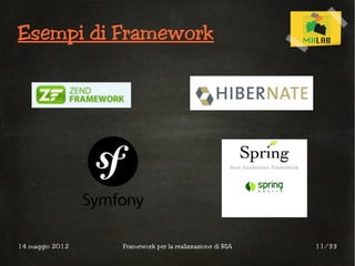 Esempi di Framework




14 maggio 2012   Framework per la realizzazione di RIA   11/33
 