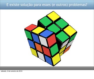 E existe solução para esses (e outros) problemas?




sábado, 2 de outubro de 2010
 