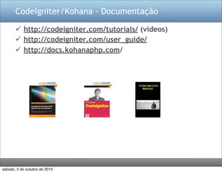 CodeIgniter/Kohana - Documentação

        http://codeigniter.com/tutorials/ (vídeos)
        http://codeigniter.com/user_guide/
        http://docs.kohanaphp.com/




sábado, 2 de outubro de 2010
 