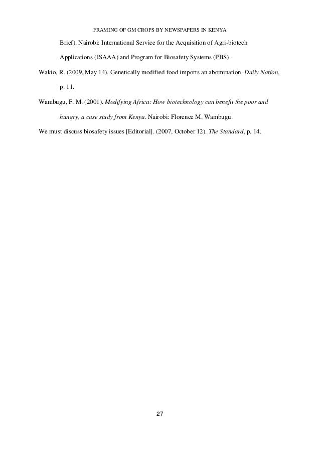 A Framing Analysis Of Newspaper Coverage Of Genetically