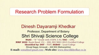 Research Problem Formulation
 
