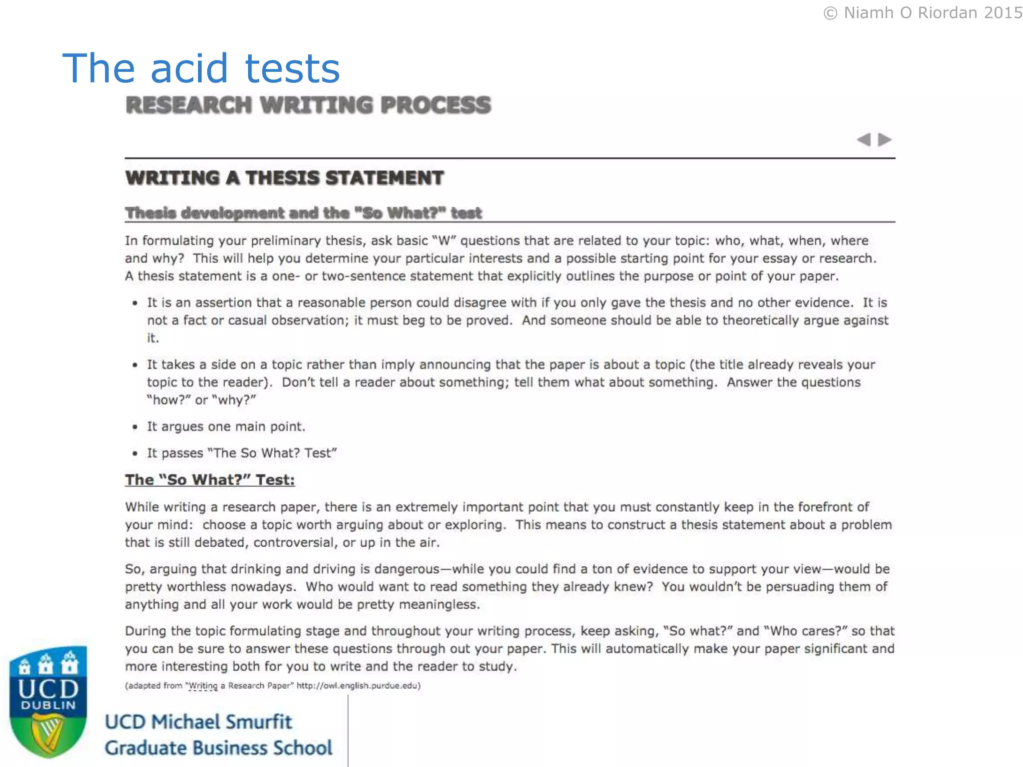 © Niamh O Riordan 2015
The acid tests
 