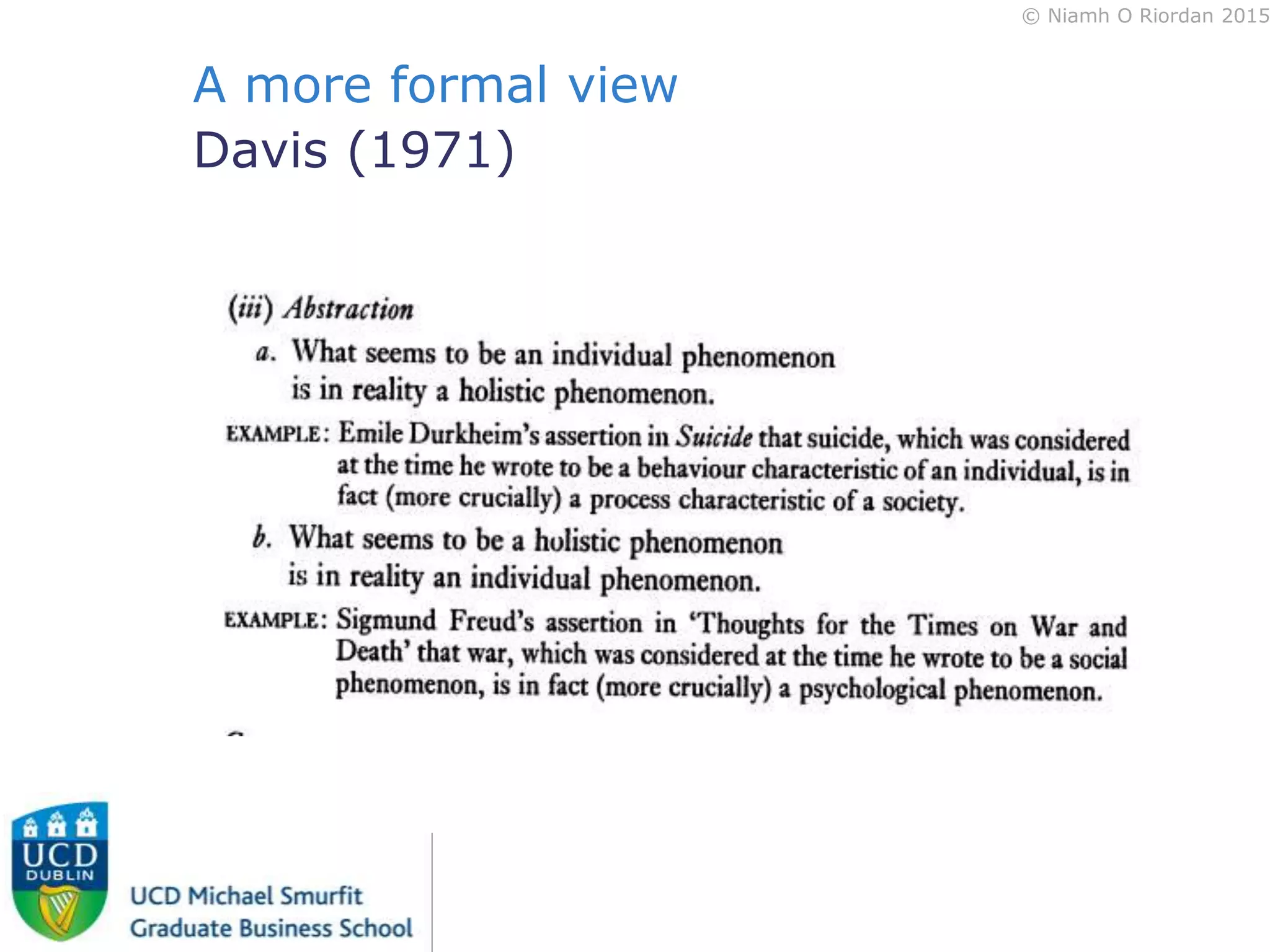 © Niamh O Riordan 2015
A more formal view
Davis (1971)
 