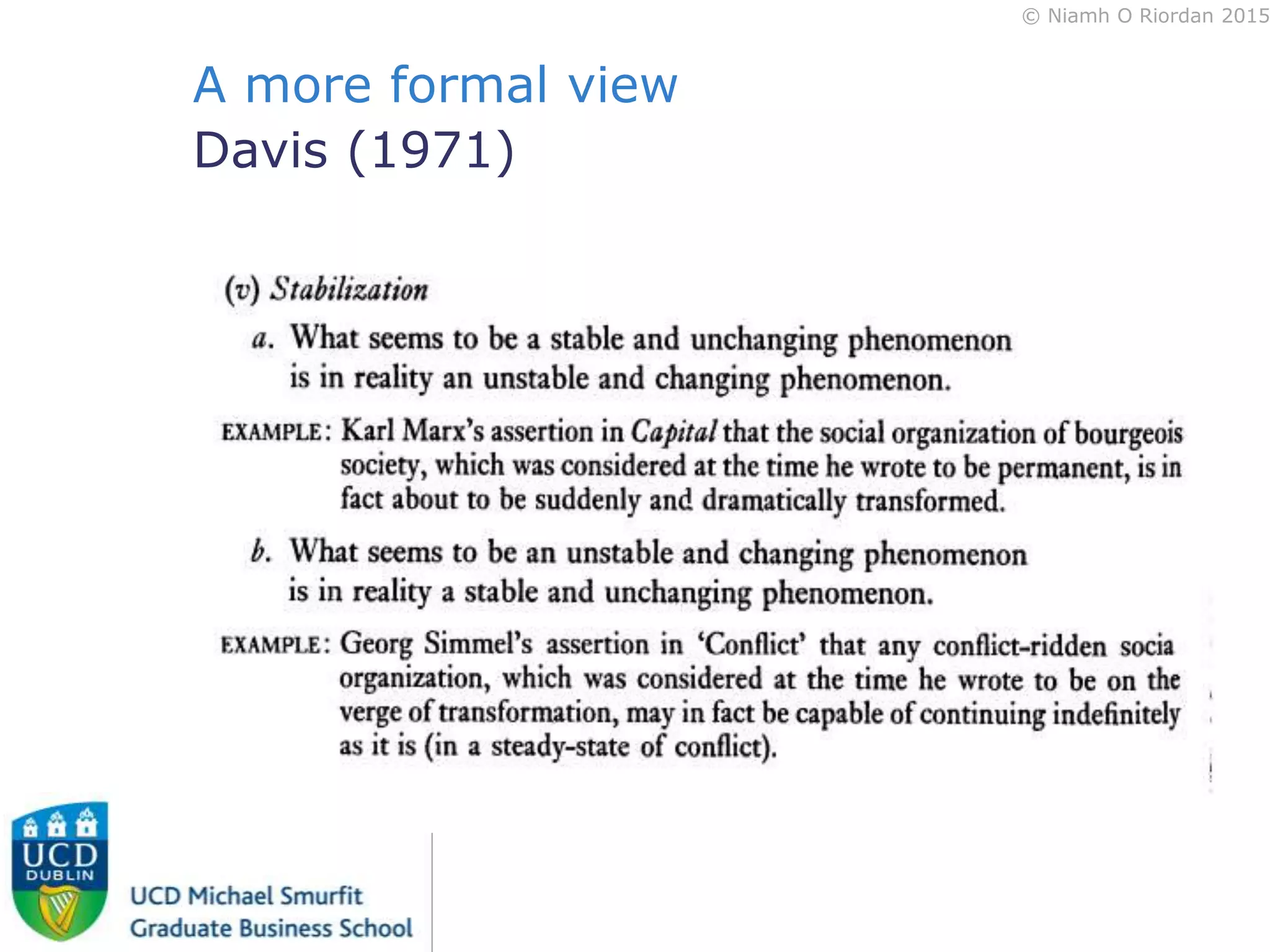 © Niamh O Riordan 2015
A more formal view
Davis (1971)
 