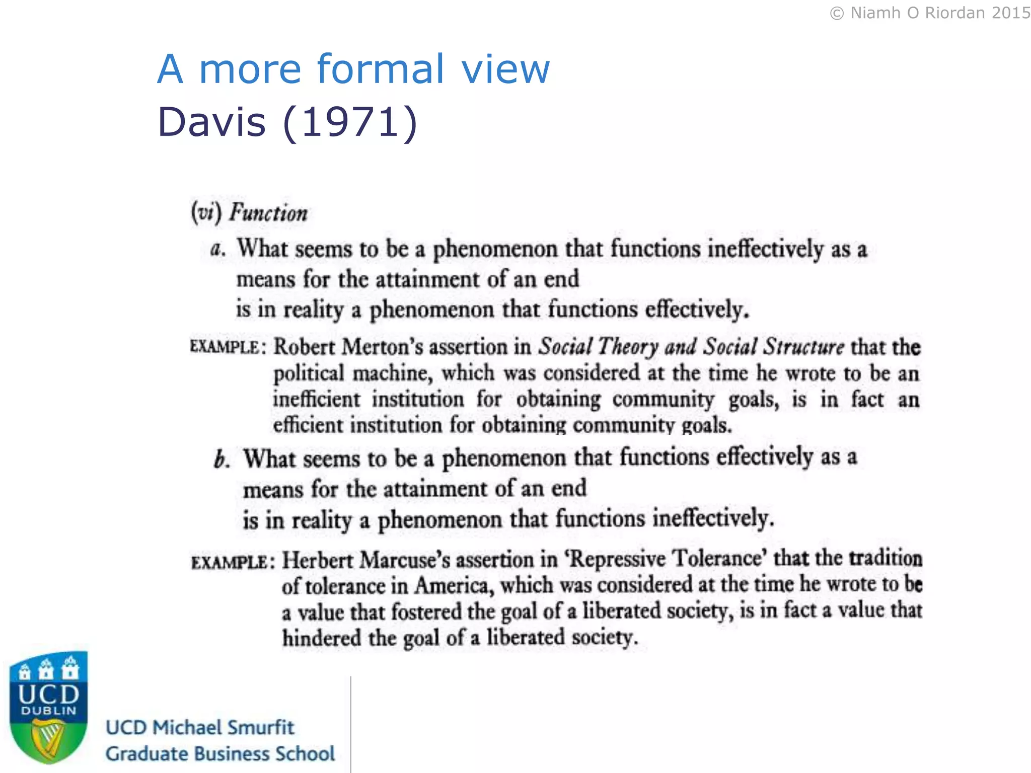 © Niamh O Riordan 2015
A more formal view
Davis (1971)
 
