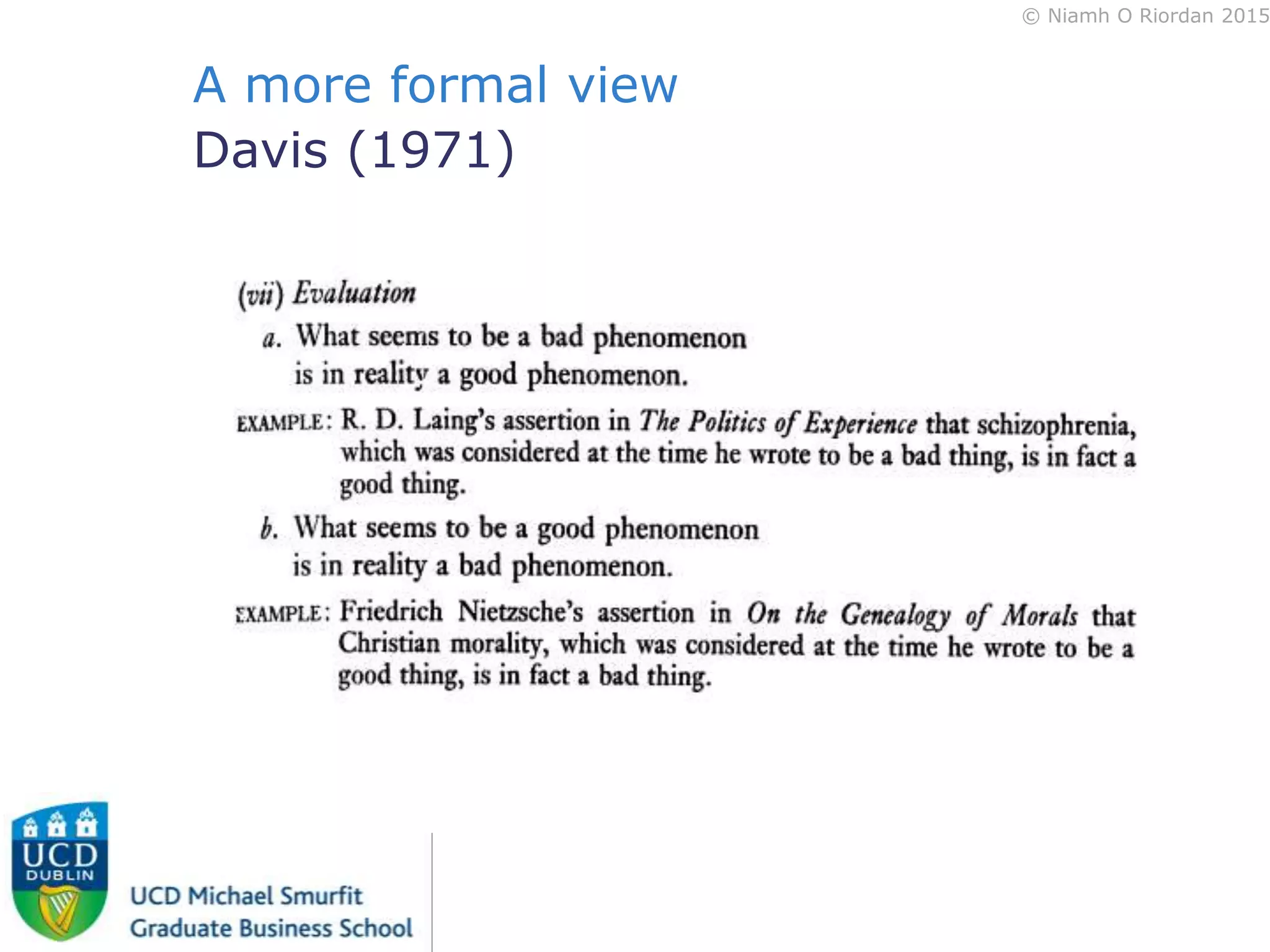 © Niamh O Riordan 2015
A more formal view
Davis (1971)
 