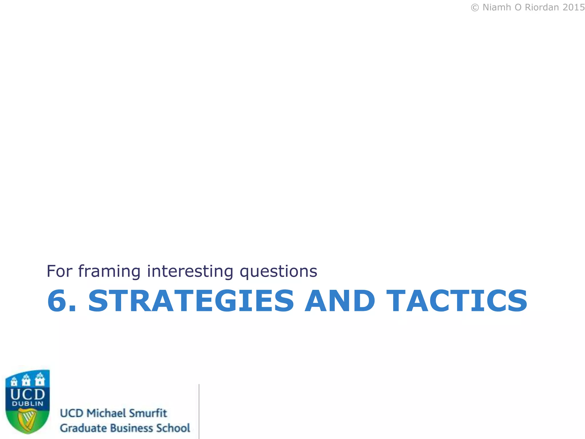 © Niamh O Riordan 2015
6. STRATEGIES AND TACTICS
For framing interesting questions
 