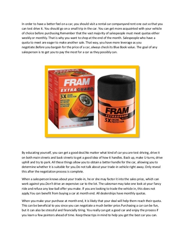 Fram Oil Filter Crossover Chart