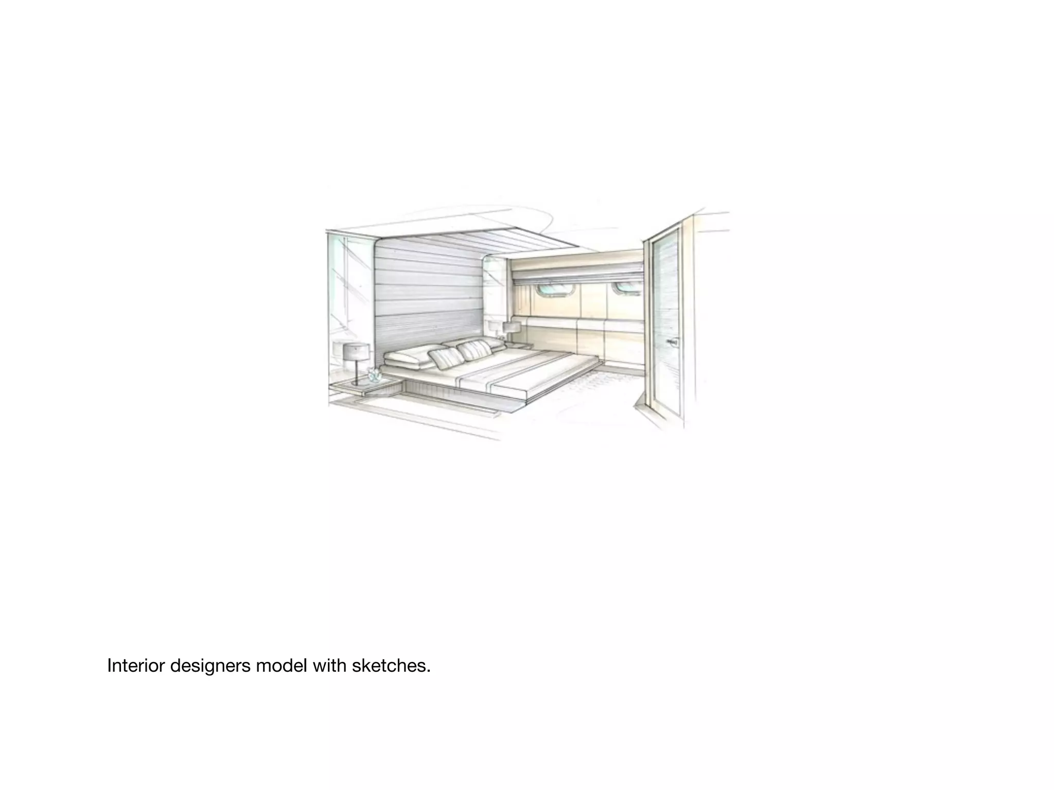Interior designers model with sketches.
 